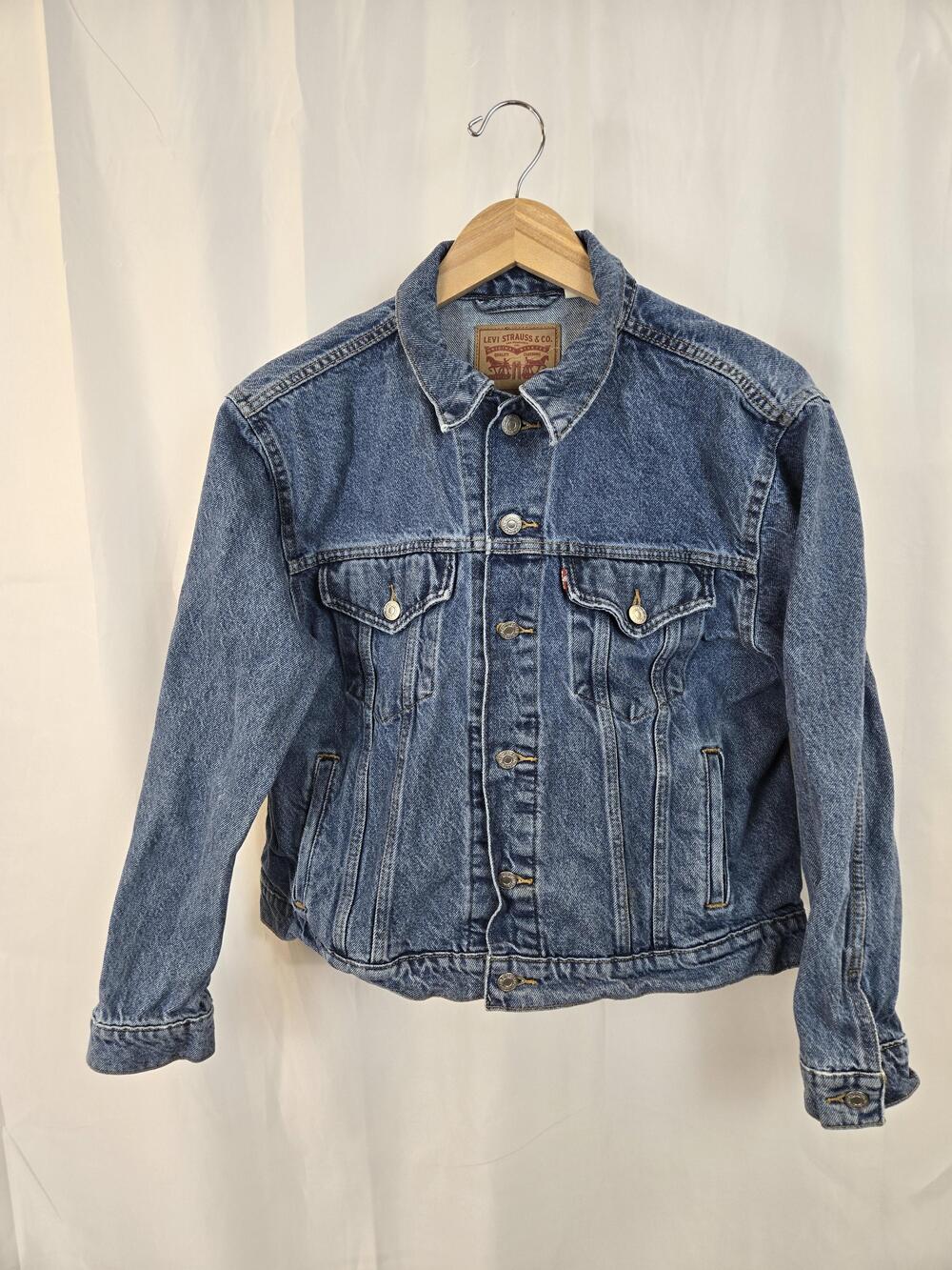 Levi's Jacket Mens XL Blue Denim Bomber Button Front Jean Coat Pockets